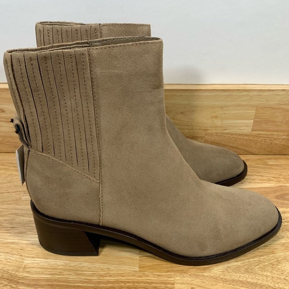 Dolce Vita 6 Suede Linny H20 Heeled Bootie Tan Slip On 100% Waterproof